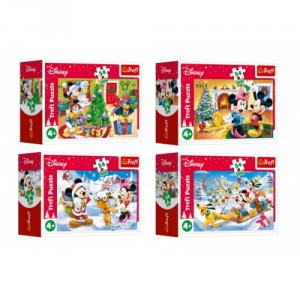 Minipuzzle Vnoce s Mickeym 54 dlk 4 druhy v krabice 9x6,5x3,5cm 40ks v boxu - Cena : 18,- K s dph 
