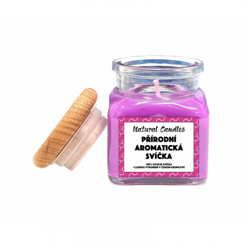 Obrázek Vonná svíčka s dřevěným víčkem - růžová, vanilka