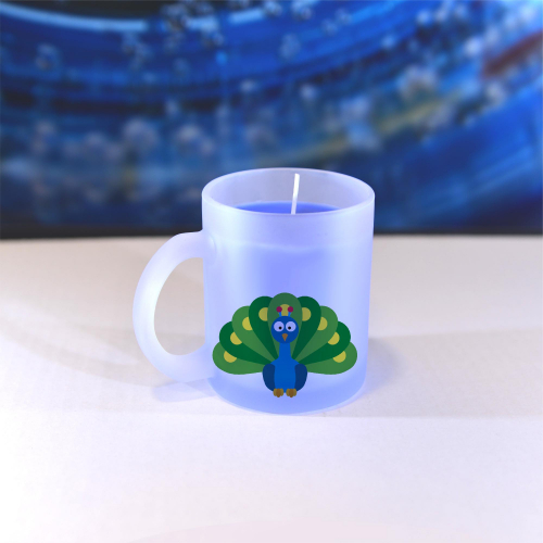 Obrázek Vonná svíčka Veselá zvířátka - Páv - modrá, vanilka