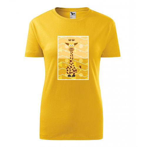 Obrázek Dámské Tričko Classic New - Veslá zvířátka Žirafa, vel. S - žlutá