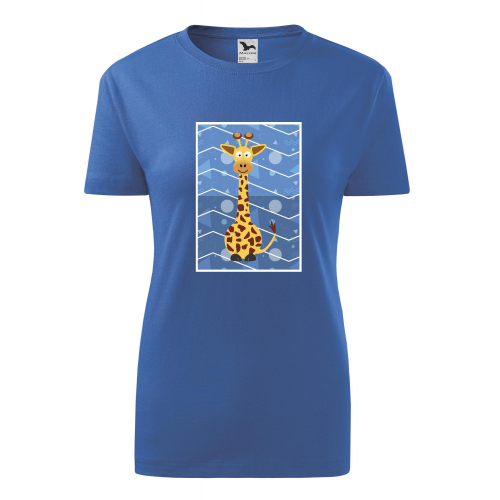 Obrázek Dámské Tričko Classic New - Veslá zvířátka Žirafa, vel. S - modrá