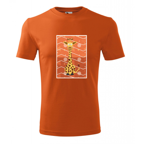 Obrázek Pánské Tričko Classic New - Veslá zvířátka Žirafa, vel. S - oranžová