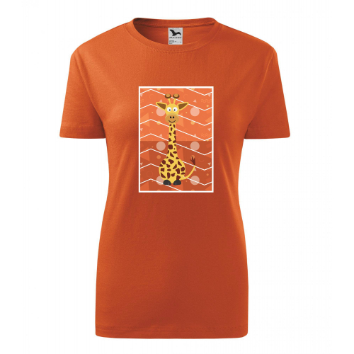 Obrázek Dámské Tričko Classic New - Veslá zvířátka Žirafa, vel. S - oranžová