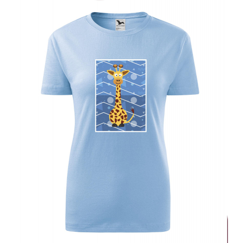 Obrázek Dámské Tričko Classic New - Veslá zvířátka Žirafa, vel. S - nebesky modrá