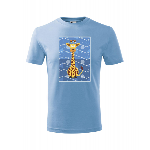Obrázek Dětské Tričko Classic New - Veslá zvířátka Žirafa, vel. 6 let - nebesky modrá