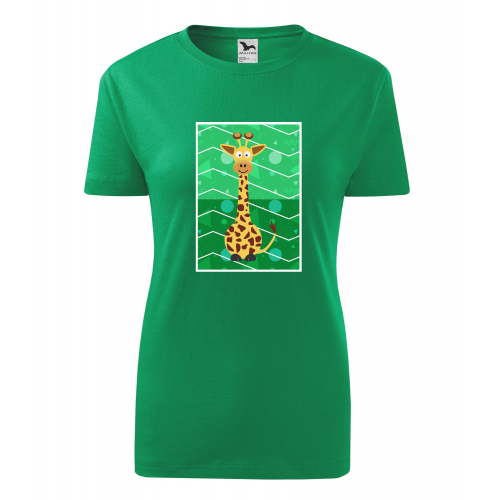 Obrázek Dámské Tričko Classic New - Veslá zvířátka Žirafa, vel. S - zelená