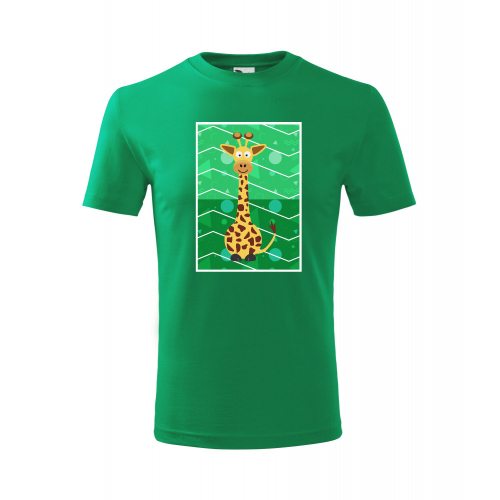 Obrázek Dětské Tričko Classic New - Veslá zvířátka Žirafa, vel. 6 let - zelená