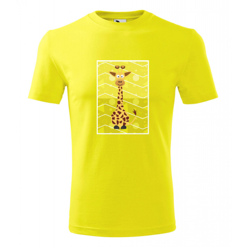 Obrázek Pánské Tričko Classic New - Veslá zvířátka Žirafa, vel. S - citronová