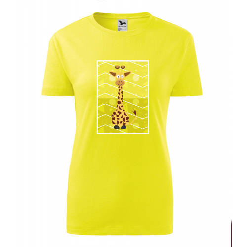 Obrázek Dámské Tričko Classic New - Veslá zvířátka Žirafa, vel. S - citronová