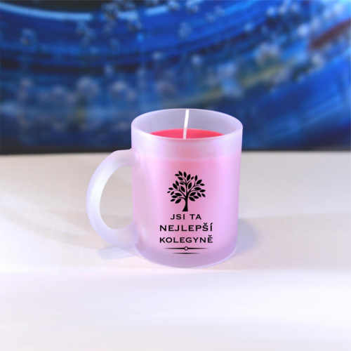 Obrázek Vonná svíčka Nejlepší kolegyně - růžová, santalové dřevo