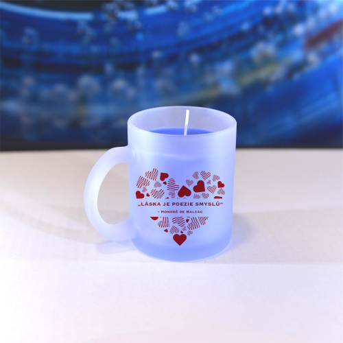 Obrázek Vonná svíčka Valentýn - Láska je poezie smyslů - modrá, vanilka