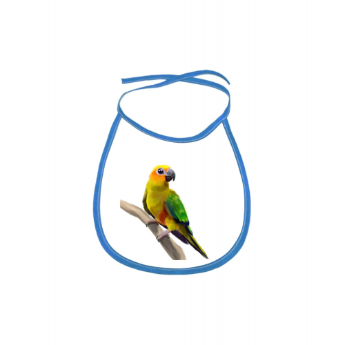 Obrázek Dětský bryndák Malovaná zvířátka - Papoušek - modrý