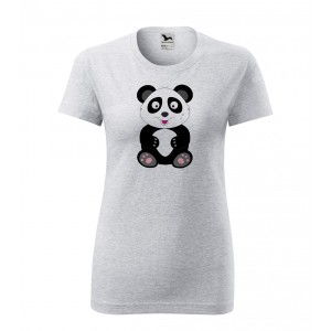 Obrázek Dámské Tričko Classic New - Veselá zvířátka - Panda, vel. S , šedý melír